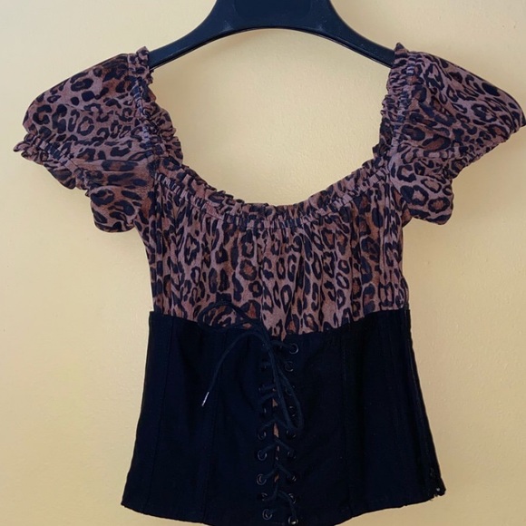 I AM GIA leopard cheetah corset rhia top - Picture 2 of 2